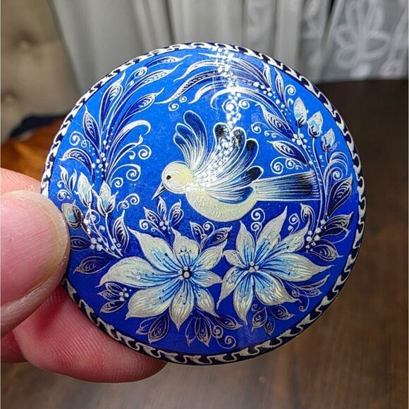 Vintage Royal Blue Bird Brooch Handmade from Russia - Picture 1 of 6